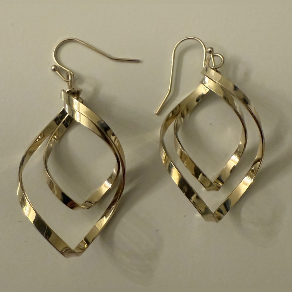 Gold-Tone Double Twist Drop Earrings - Picture 6 of 8